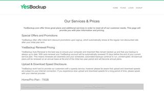 
                            5. Our Services & Prices - YesBackup