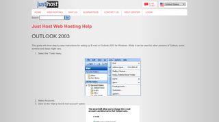 
                            2. Outlook 2003 - Just Host cPanel account.