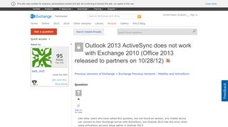 
                            5. Outlook 2013 ActiveSync does not work with Exchange 2010 ...