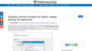 
                            6. Outlook cannot connect to Gmail, keeps asking for password