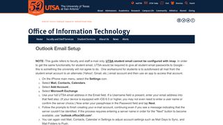 
                            2. Outlook Email Setup | Office of Information Technology | UTSA ...