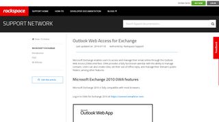 
                            7. Outlook Web Access for Exchange - Rackspace Support