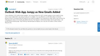 
                            2. Outlook Web App Jumpy as New Emails Added - Microsoft Community