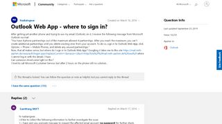 
                            8. Outlook Web App - where to sign in? - Microsoft Community