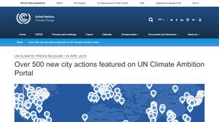 
                            8. Over 500 new city actions featured on UN Climate Ambition Portal ...