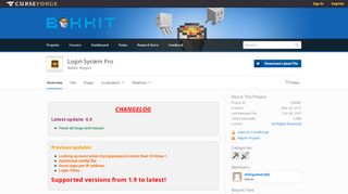 
                            2. Overview - Login System Pro - Bukkit Plugins - Projects - Bukkit