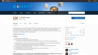 
                            3. Overview - LoginMessage - Bukkit Plugins - Projects - Bukkit