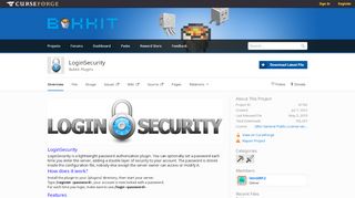 
                            4. Overview - LoginSecurity - Bukkit Plugins - Projects - Bukkit