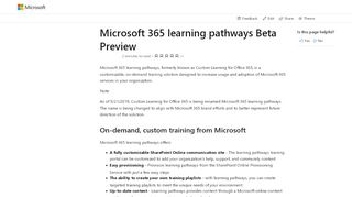 
                            7. Overview of Microsoft 365 learning pathways | Microsoft Docs