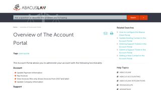 
                            6. Overview of The Account Portal - AbacusLaw Knowledge Base