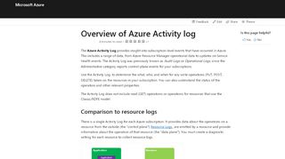 
                            3. Overview of the Azure Activity Log | Microsoft Docs