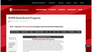 
                            9. OVPR Seed Grant Program | Stony Brook University Research