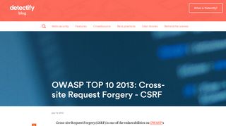 
                            1. OWASP TOP 10 2013: Cross-site Request Forgery - CSRF | Detectify ...