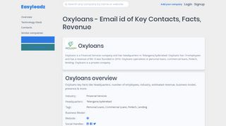 
                            2. Oxyloans - Email id of Key Contacts, Facts, Revenue