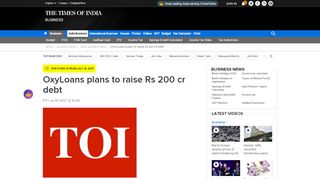 
                            6. OxyLoans plans to raise Rs 200 cr debt - Times of India