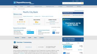 
                            9. Pacific City Bank Reviews and Rates - Deposit Accounts