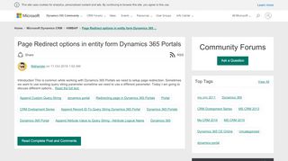 
                            3. Page Redirect options in entity form Dynamics 365 Portals - Microsoft ...