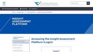 
                            3. Pages - Accessing the Insight Assessment Platform (Login) - VCAA