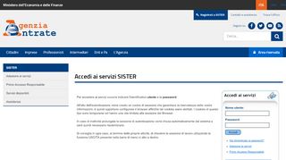 
                            6. Pagina di login - Sister - Agenzia delle Entrate