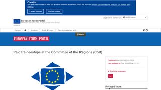 
                            9. Paid traineeships at the Committee of the Regions (CoR ...