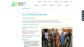 
                            8. P.A.L.S. Application Instructions | Aspen Music Festival And School