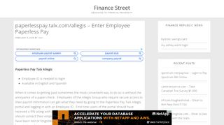 
                            6. paperlesspay.talx.com/allegis - Enter Employee …