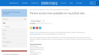 
                            6. Parent access now available on my.luther.edu - Luther College