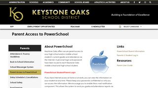 
                            9. Parent Access to PowerSchool - Keystone Oaks School District