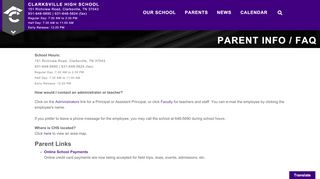 
                            9. Parent Info / FAQ - clarksvillehigh.cmcss.net