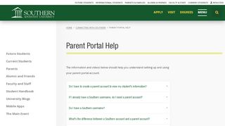 
                            2. Parent Portal Help | Southern Adventist University