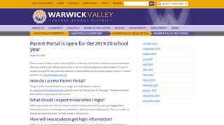 
                            2. Parent Portal is open for the 2019-20 school year | Warwick Valley ...