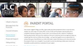 
                            1. Parent Portal - John Leggott College