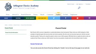 
                            2. Parent Portal / Parent Portal Information - Arlington Classics Academy