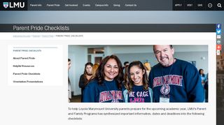 
                            9. Parent Pride Checklists - Loyola Marymount University