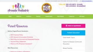 
                            2. Parent Resources - Arvada Pediatric Associates - Pediatrics ...