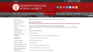 
                            4. Parent Resources - High Point Regional School District