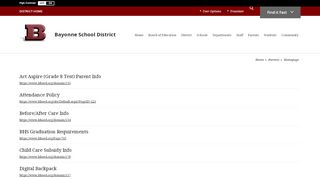 
                            2. Parents / Homepage - Bayonne School District