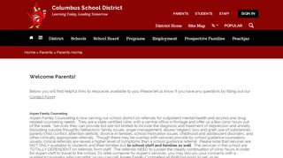 
                            3. Parents / Parents Home - Columbus School District