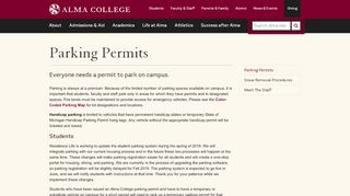 
                            9. Parking Permits: Facilities and Service Management: Alma College