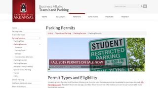 
                            2. Parking Permits | Transit and Parking | University of Arkansas