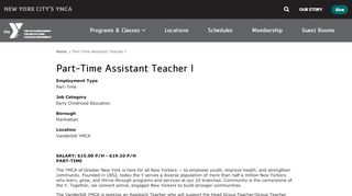 
                            4. Part-Time Assistant Teacher I | NEW YORK CITY'S YMCA