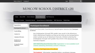 
                            5. Participant Enrollment - Moscow School District #281