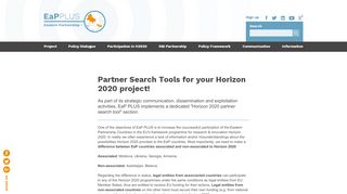
                            3. Partner Search Tools for your Horizon 2020 project! << eap-plus.eu