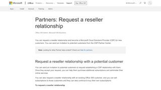 
                            2. Partners: Request a reseller relationship - Office 365