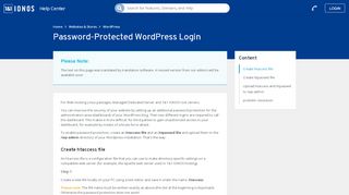
                            2. Password-Protected WordPress Login - 1&1 IONOS Help