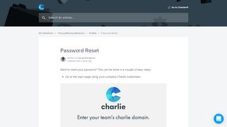 
                            8. Password Reset | CharlieHR Help Center