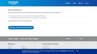 
                            2. Password Reset Error | Xoom, a PayPal Service