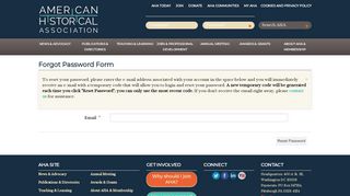 
                            7. password reset form - American Historical Association