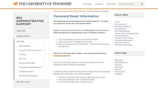 
                            8. Password Reset Information - IRIS Administrative Support