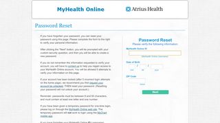 
                            8. Password Reset Page - MyHealth Online - Atrius Health